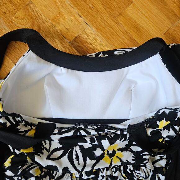 Love Tease‎ Dress Size L Black Floral Babydoll Fit & Flare Milkmaid Y2K Stretch - Picture 9 of 9